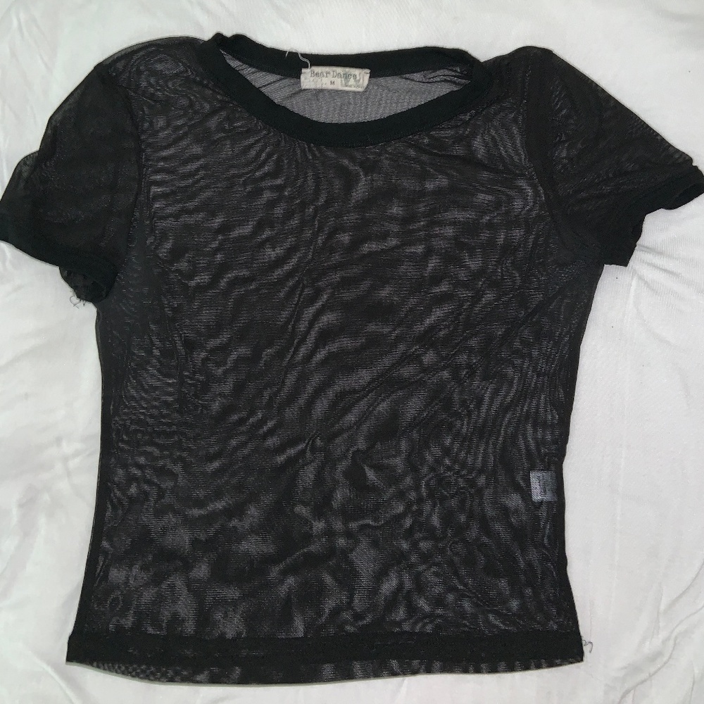 Black Sheer Mesh Crop Top